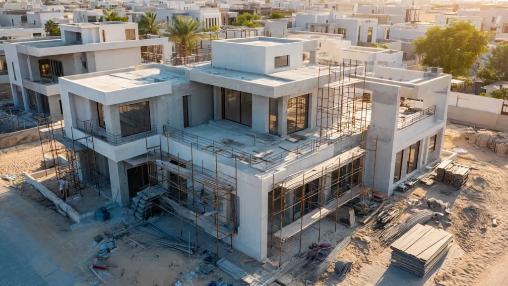 Villa construction in Ajman cost, design, and approval process stages in 2025.