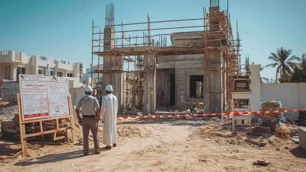 Two supervisor seeing and evaluating the what are the common problems in UAE construction 
